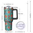thumbnail image 2 of 40oz Pioneer Flower Floral Print Pattern Insulated Tumbler with Handle, BPA-Free Leak Proof Lid and Straws, Double Wall Vacuum, Hot 12h/Cold 34h, 2 of 6