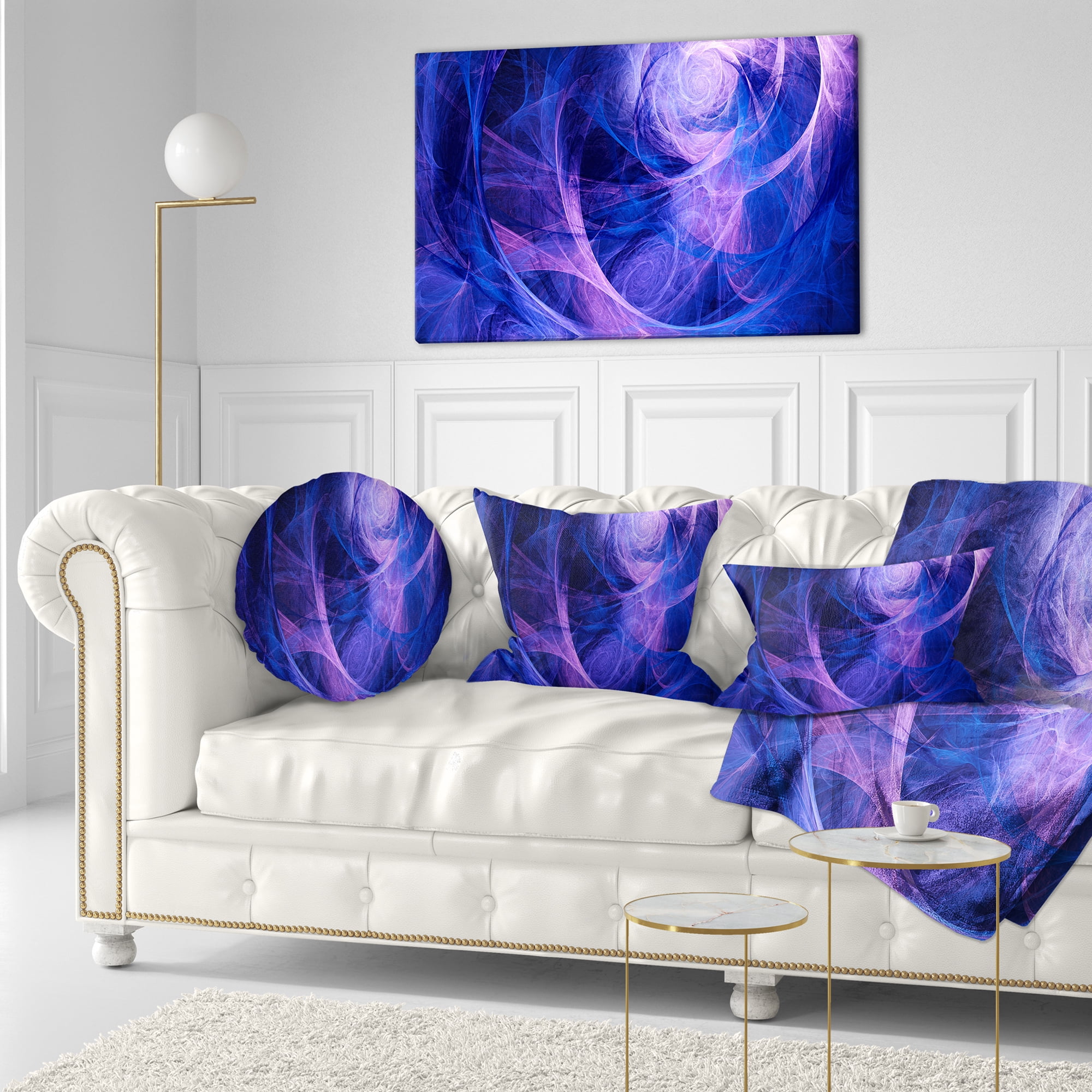 Designart Bright Blue Stormy Sky - Abstract Throw Pillow - 12x20