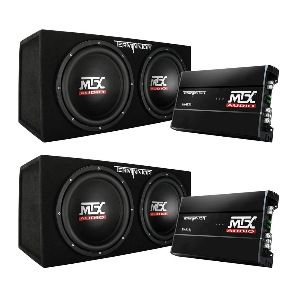 MTX 12" 1200W Dual Loaded Car Subwoofer Audio w/ Sub Box + Amplifier (2
