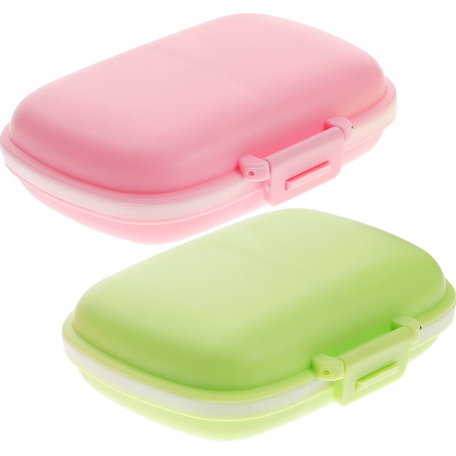 2pcs PP and Silicone Storage with Compartments Portable Sealed Organizer Medicine Case Random Color