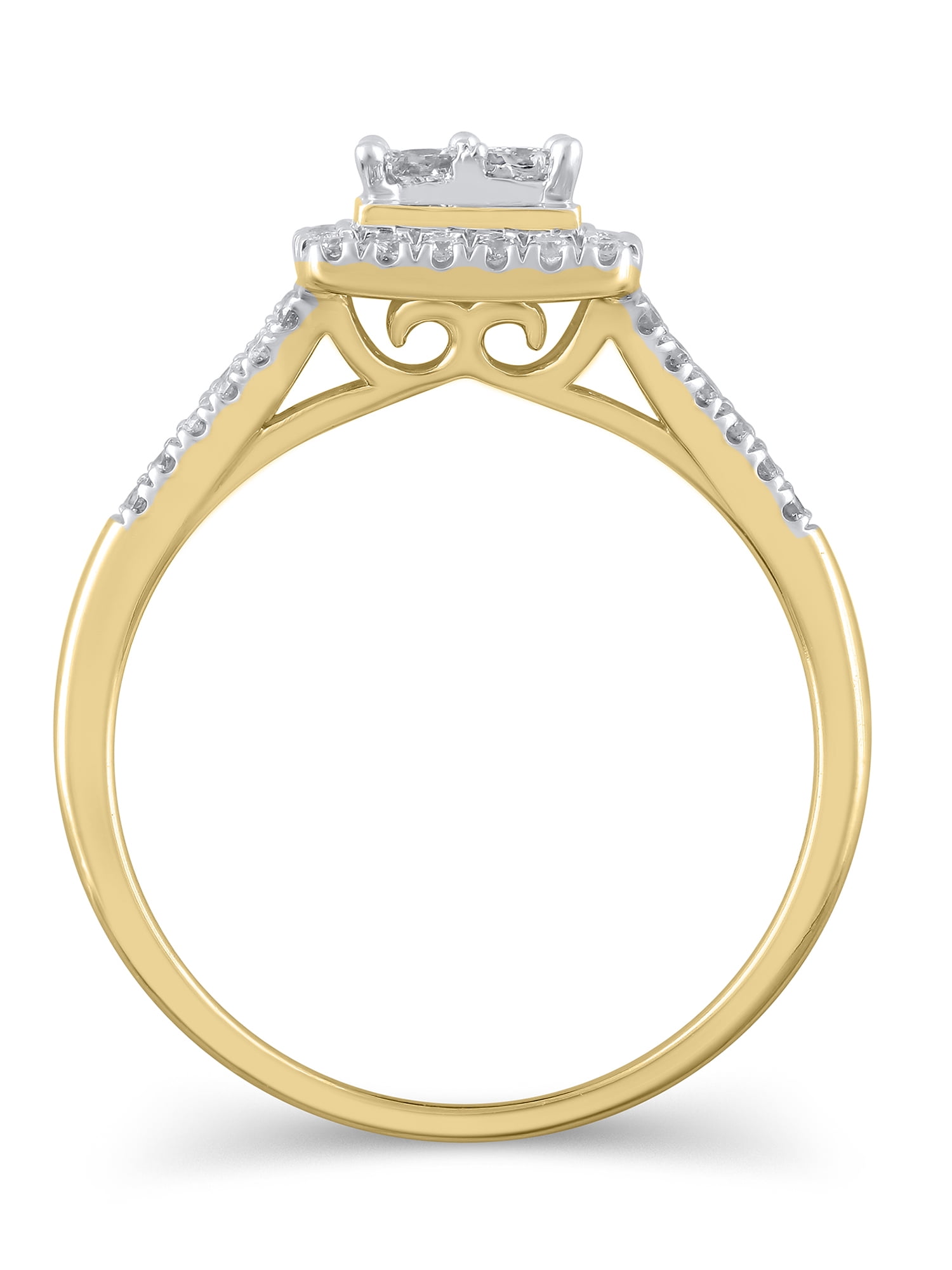 1/2 Carat T.W. (I2 clarity, H-I color) Brilliance Fine Jewelry Diamond Quad Engagement Ring in 10kt Yellow Gold, Size 8