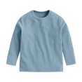 thumbnail image 4 of Povozer Cotton Girls Boys Long Sleeve Shirts Toddlers Crewneck Tee(Light Blue,10-12Y), 4 of 6