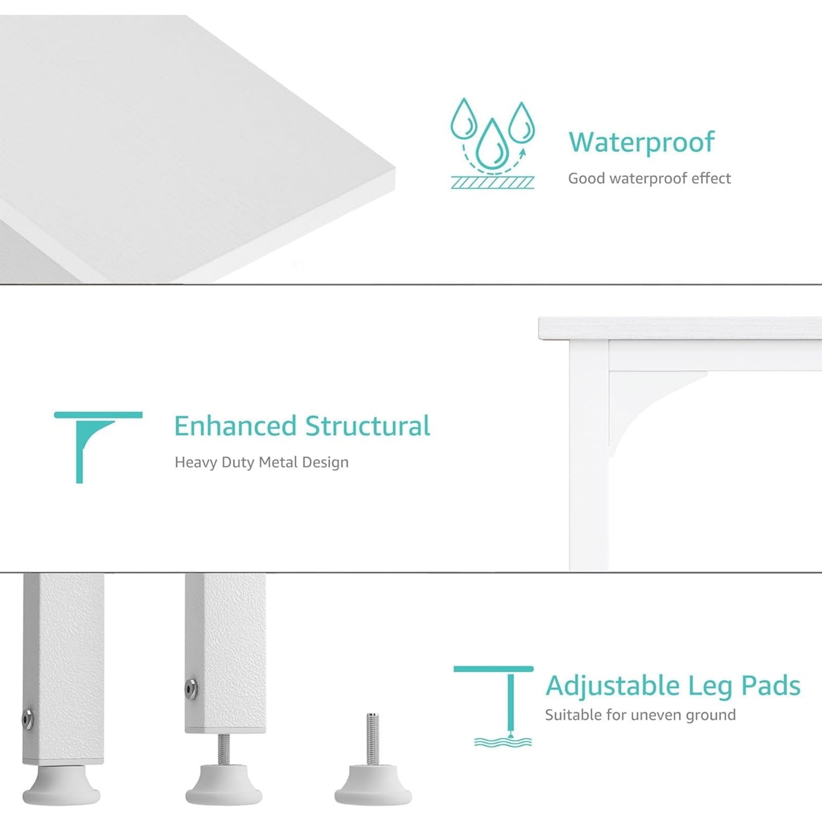 JEZWX 40" White Small Desk with Drawers for Home Office