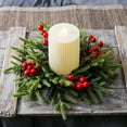 thumbnail image 4 of Christmas Candle Ring Garland with Red Berries & Eucalyptus | Winter Holiday Table Centerpiece | Hanging Decor for Kitchen Cabinet & Mantel | 1 Piece, 4 of 9