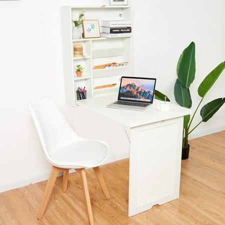 Wall Mounted Fold Out Convertible Floating Desk Space Saver White Fold Out Convertible Floating Desk