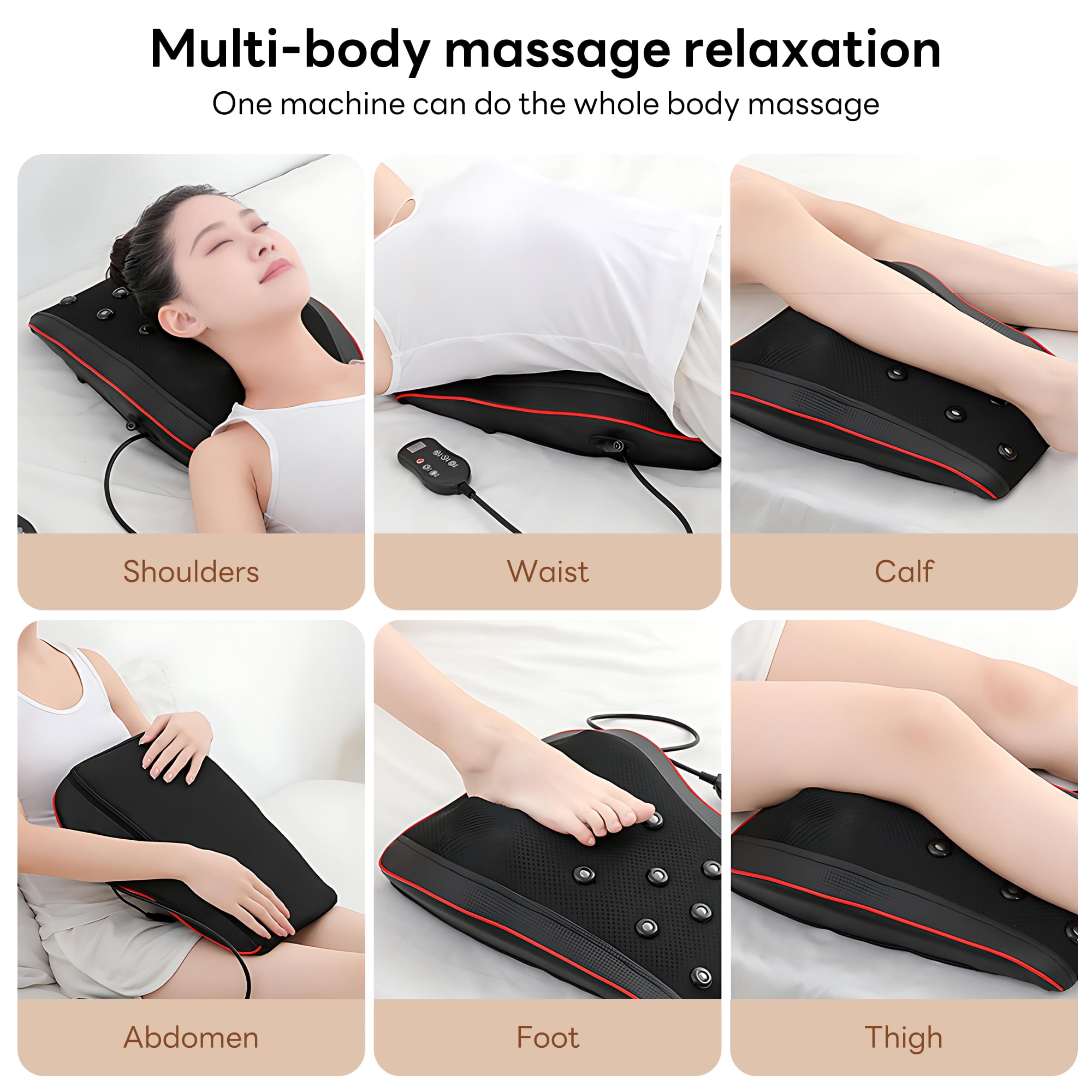 INSMART Neck and Back Massager with Heat & Vibration, 20-Node 3D Shiatsu Kneading Massage Pillow with Remote for Full-Body Use – Home & Car