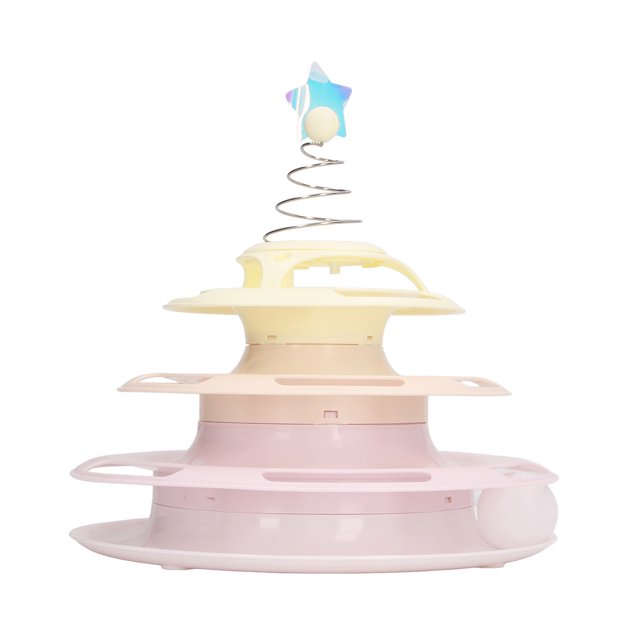 Cat Toy Roller Kitten Toys,4 Turntable Kitty Toys Roller Boredom Interesting Interactive Cat Toy Physical Exercise Puzzle Kitten Toy With Spring Star For Kitten Supplies