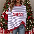thumbnail image 3 of Uootdi Christmas Long Sleeve Sweatshirts Gift For Women Oversized Embroidered Striped Merry Christmas Letter Printed Pullove r Ugly Xmas Sweater Tops, 3 of 9