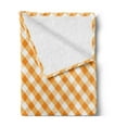 thumbnail image 2 of Checkered Soft Flannel Fleece Blanket, Diagonal Gingham Pattern in Orange and White Tones Old Fashioned Classical Tile, Cozy Plush for Indoor and Outdoor Use, 50" x 70", Orange White, by Ambesonne, 2 of 5
