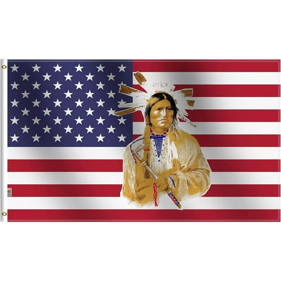 3x5 USA Indian Cherokee Polyester grommet Flag.