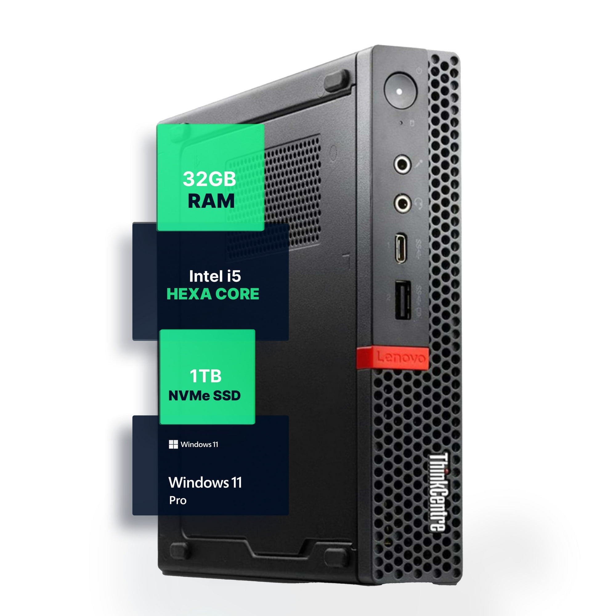 Restored Blair Tech Lenovo M720Q Windows 11 Pro Micro PC | Intel Core i5-8400T, 32GB DDR4, 1TB NVME SSD, WiFi & Bluetooth | TV, Home, or Office Computer (Refurbished)