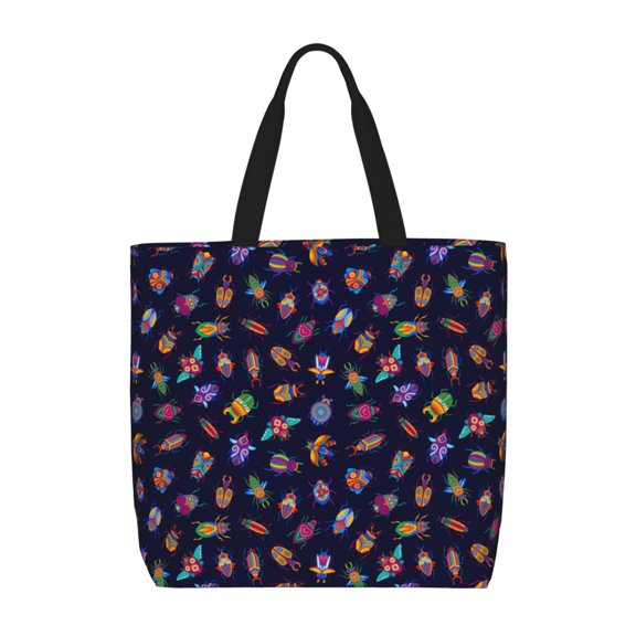 Pofeuu Colorful Insects Print Tote Bag for Women,Hobo HandBags with Zipper,Large Capacity Casual Shoulder Handbags with Inner Pockets