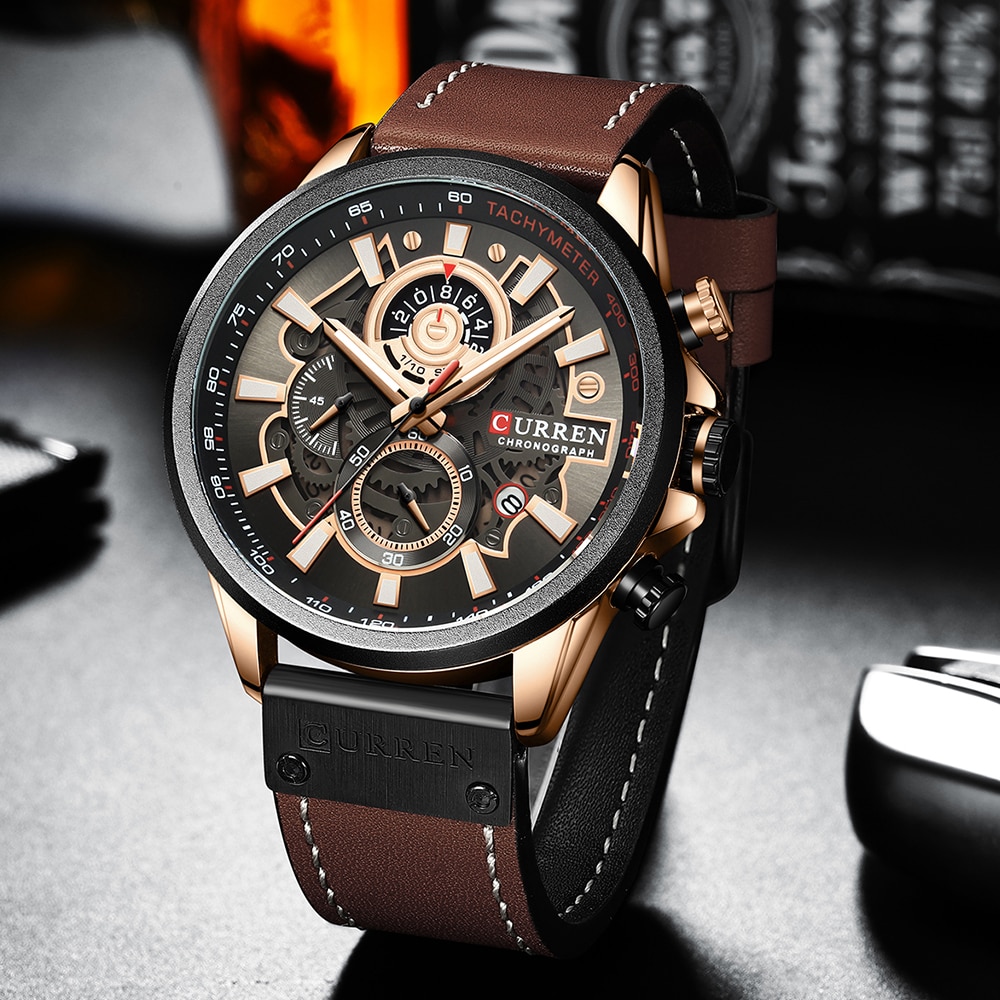 Curren Watch For Men Top Brand Watches Leather Strap Wristwatch Fashion Chronograph Sport Quartz Clock Male Gift - Quartz Wristwatches