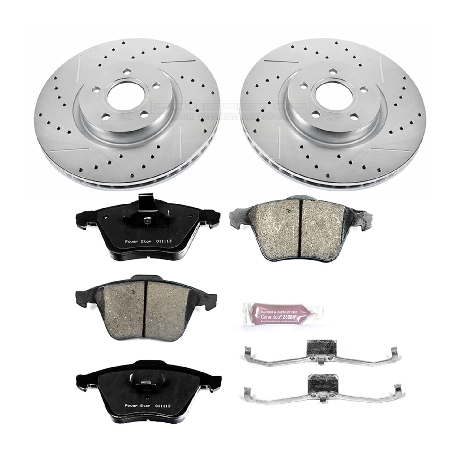 PowerStop Front Z23 Evolution Sport Carbon-Fiber Ceramic Brake Pad and Drilled & Slotted Rotor Kit Fits: VOLVO Select Models K5430