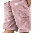 thumbnail image 2 of HKYNLAG Men's Corduroy Shorts Elastic Waist Drawstring Cargo Short Multi-Pocket Lightweight Summer Casual Beach Shorts Pink S, 2 of 4