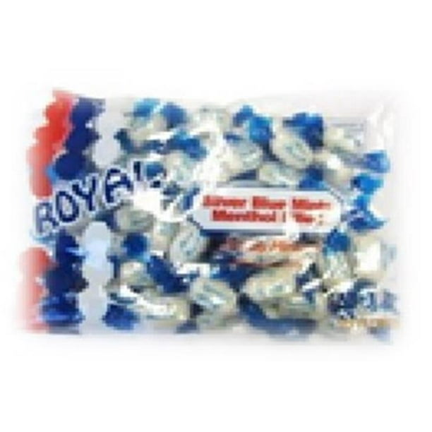 Royal Candy Silver Blue Mints Menthol Filled Candy, Case of Six 8 Oz
