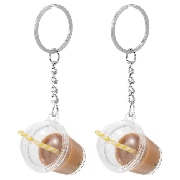 Milk Tea Keychain Milk Tea Cup Keychain for Keys 2Pcs Portable Backpack Charm