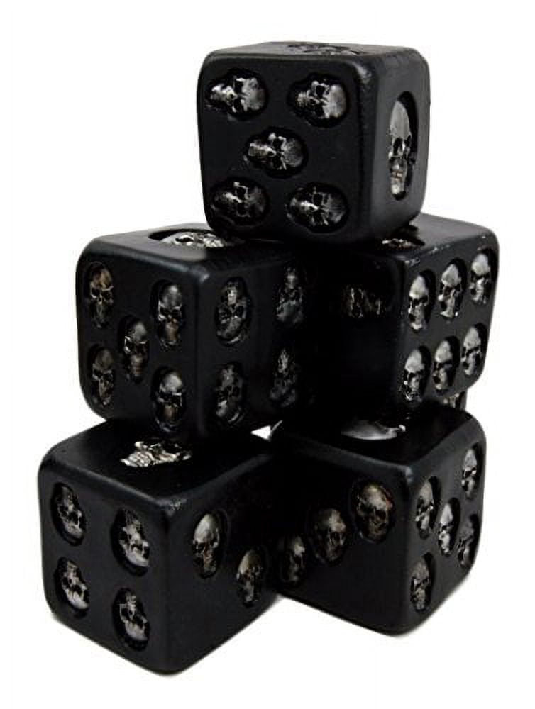 Atlantic Collectibles Large Decorative 1.5" Cube Skull Face Gaming Dice Set of 6 Matte Black Finish