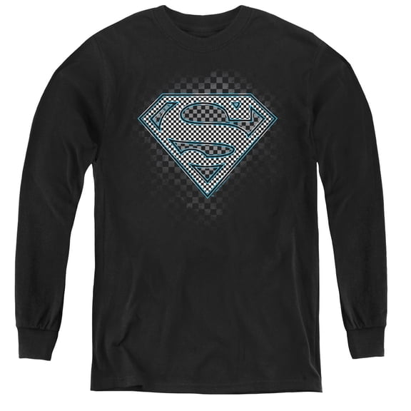 Superman - Checkerboard - Youth Long Sleeve Shirt - Medium