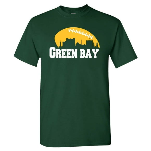 Green Bay Football Skyline Mens Fan T-Shirt (Green Shirt, S)