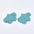 thumbnail image 2 of 10pcs Spray Painted Acrylic Pendants Rubberized style Ginkgo Leaf Dark Turquoise 33x45x2mm Hole: 1.4mm, 2 of 2