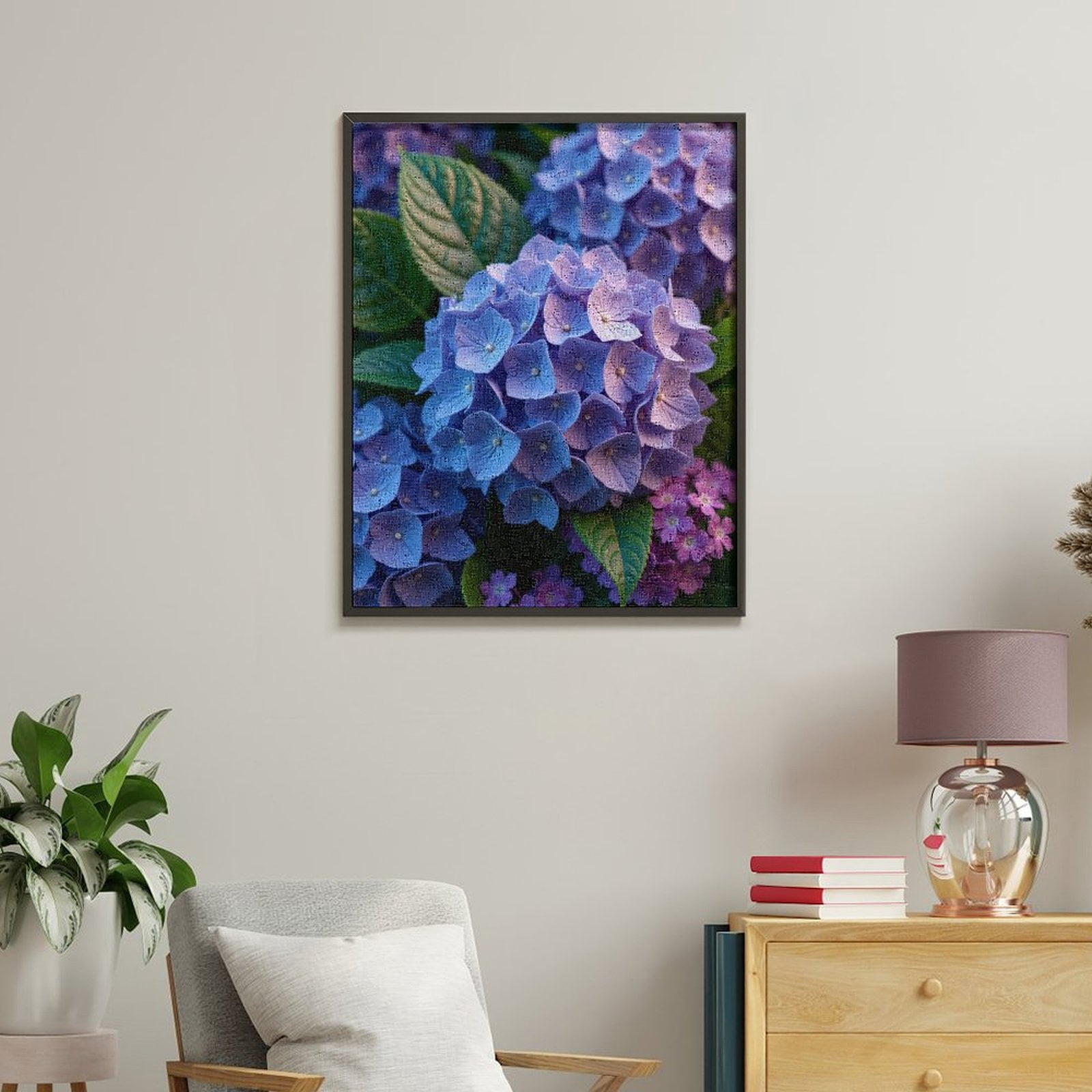 Paint By Numbers Kit for Adults Beginner - Purple Blue Blossoms Garden Scene DIY Canvas Painting Kits for Adults, Frameless Paint By Number for Adults for Home Wall Decor 16x20 Inch
