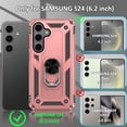 thumbnail image 2 of Case for Samsung Galaxy S24 Phone Case Samsung S24 Case for Woman, Military Grade, Heavy Duty, with Kickstand Ring, Support Magnet Car Mount for Samsung S24 Case Rose Gold, 2 of 14