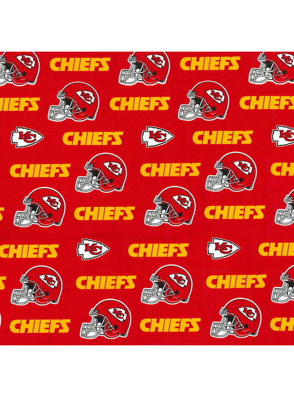 Kansas City Chiefs 58" 100% Cotton Logo Sports Sewing & Craft Fabric 10 yd By the Bolt, Red, White and Yellow