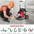 thumbnail image 4 of Lumiparty 75ft x 1/2" Electric Drain Cleaner, Drain Auger for 1–4" Pipes, Sewer & Sink Snake with 4 Cutter Blades & Foot Switch, 4 of 6