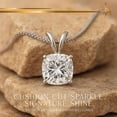 thumbnail image 4 of 14K Solid White Gold Lab Grown Moissanite Cushion Cut Solitaire Pendant | Double Loop Bail |6x6 mm 1.0 CTW | 16-18" Adjustable Box Link Necklace | Luxury Gift, Birthday, Anniversary, Mothers Day, 4 of 7