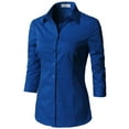 thumbnail image 2 of Doublju Women's 3/4 Sleeve Slim Fit Button Down Dress Shirt (Plus Size Available), 2 of 5