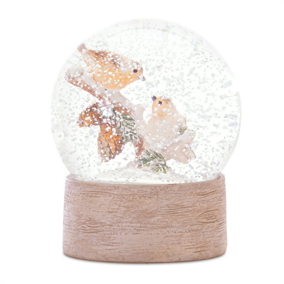 Melrose 94067DS Snow Globe with Birds 4.5 in. Resin, Beige