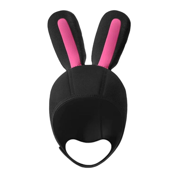 Gorro de natación con capucha de buceo, mantiene el calor, impermeable, ajustable negro rosa