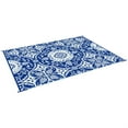 thumbnail image 2 of Demi Bonn 9' x 12' Reversible Floral Outdoor Rug, Waterproof Plastic Straw Floor Mat, Portable RV Camping Carpet, Large Floor Mat for Backyard, Deck, Picnic, Beach, Blue, 2 of 11