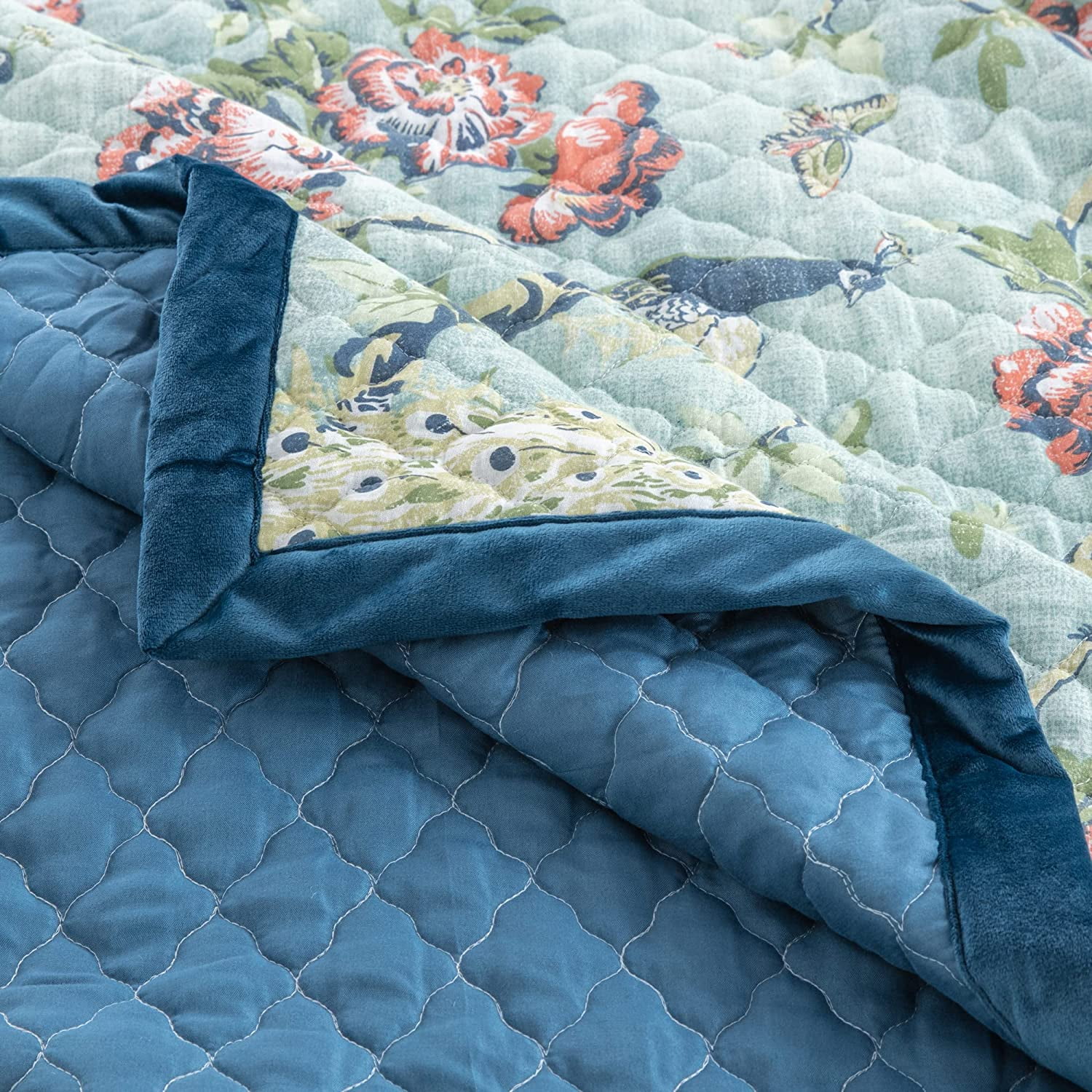 Greenland Home Fashions Pavona Vintage Peacock Garden Quilt Set 3-Piece King/Cal King
