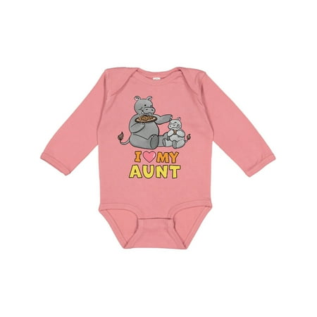 

Inktastic I Love My Aunt Hippos Gift Baby Boy or Baby Girl Long Sleeve Bodysuit