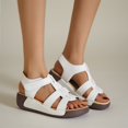 thumbnail image 4 of Wedge Sandals for Women, Fish Mouth Open Toe, Thick Sole, Adjustable Ankle Strap, Synthetic Leather, Cushioned Footbed, 4 of 9