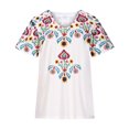 thumbnail image 3 of USSUMA Western Ethnic Style Womens Tops Summer Loose Fit Vintage Aztec Print Summer Top and Blouses Trendy Short Sleeve Shirts T-Shirt for Women Dressy V Neck Tunic Plus, 3 of 7