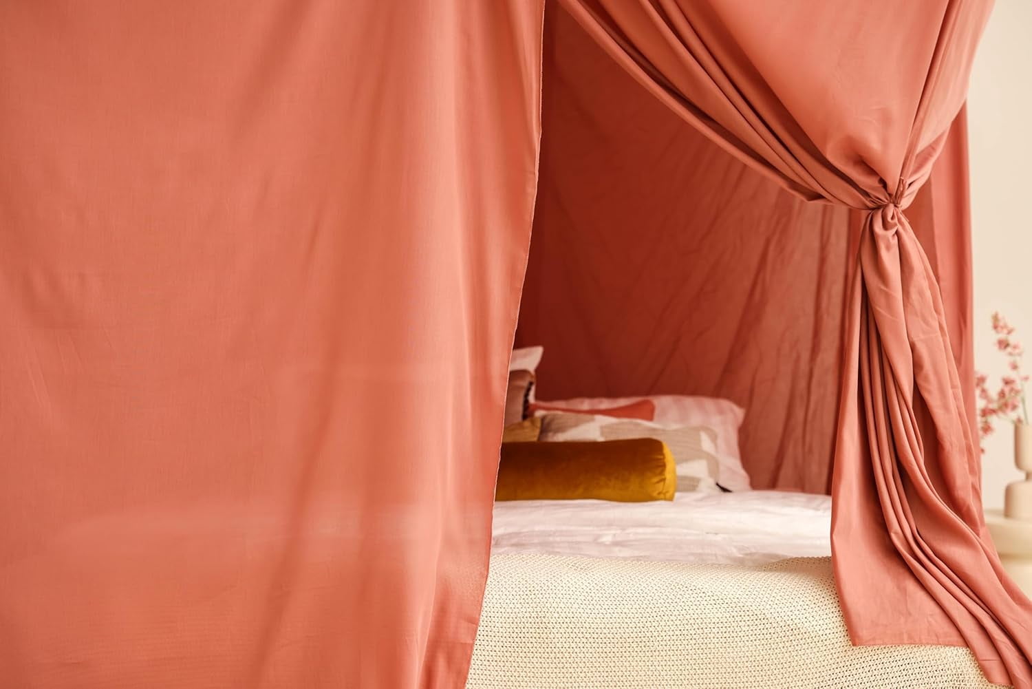 Pink Bed Canopy for Queen and King-Sized Beds | Bedroom Decoration for Teens or Adults | Rectangular Shape Insect Netting | Mosquito Net in Multiple Colors and Sizes