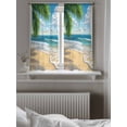 thumbnail image 5 of Summer Beach Curtains 45 Inch Length, Sheer Curtains for Bedroom Living Room Window Coastal Ocean Tropical Palm Trees Rod Pocket Voile Drapes Kitchen Curtains Small Half Window 42"x45" 2 Panels, 5 of 7