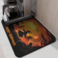 thumbnail image 2 of Halloween Dish Drying Mat Happy Halloween Spooky Bat Witch Orange Kitchen Drying Mat Absorbent Heat Resistant 18x24 Inch Dry Pad for Halloween Accessories Countertops, 2 of 7