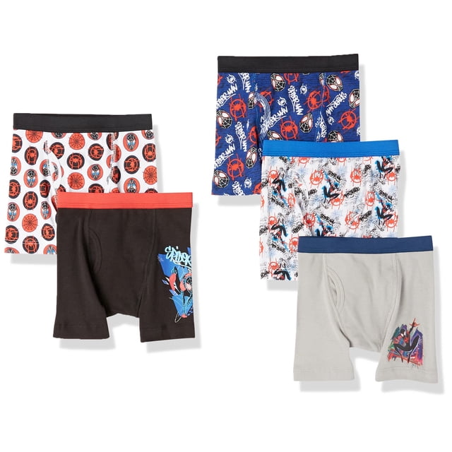 Calzoncillos tipo bóxer Spiderman para niños, paquete de 5 unidades, 100% algodón, tallas 4 a 12