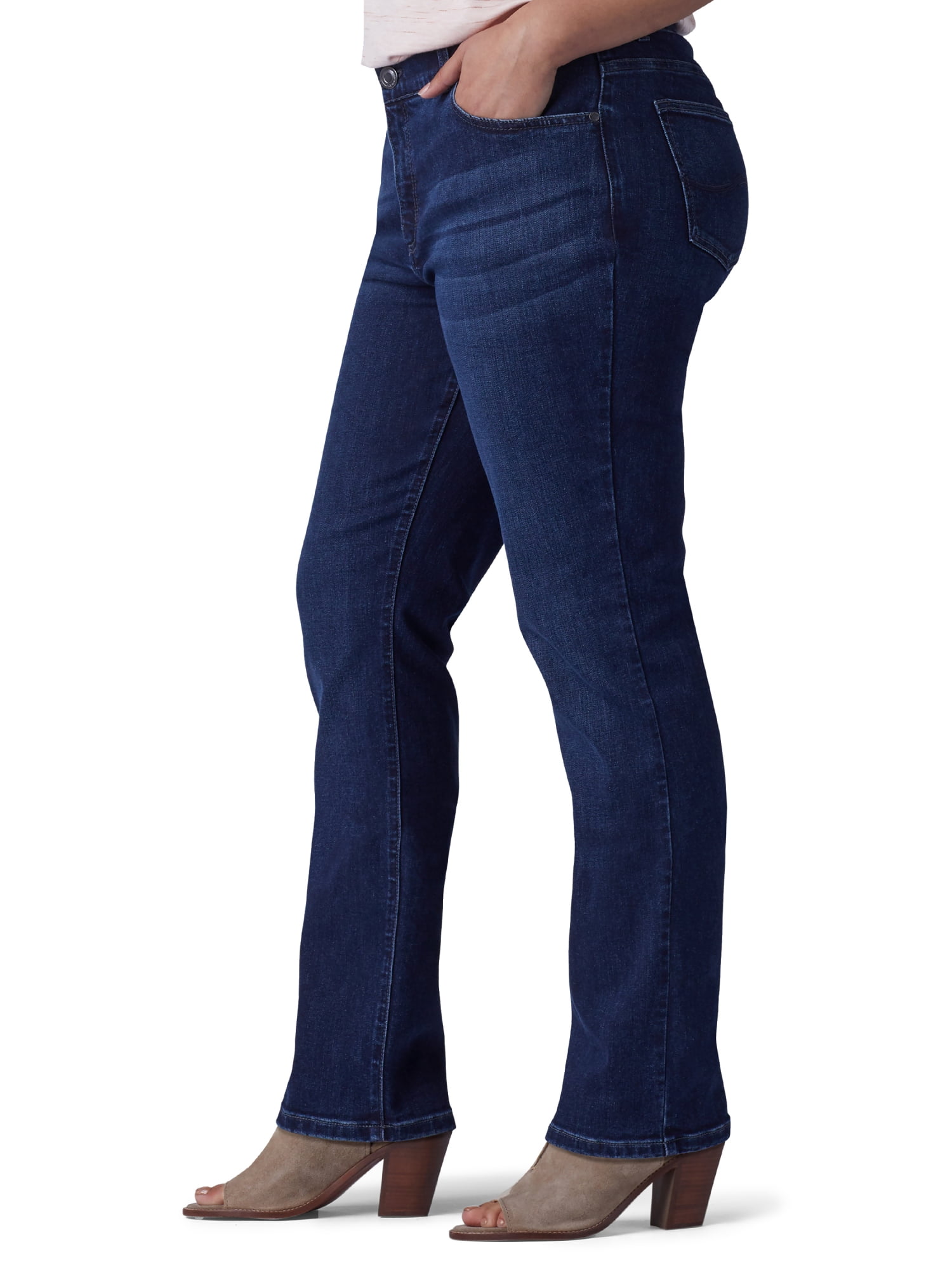 Lee Women's Plus Flex Motion Straight Leg Jean, Available in Regular, Long, Short Inseams