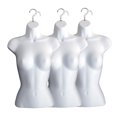 thumbnail image 2 of Conjunto de torso de maniquí femenino blanco con espalda hueca y gancho para colgar tamaños S-M (paquete de 3 blancos), 2 of 5