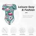 thumbnail image 5 of Yiaed Swimming Bulldog Print Women's Waist-Cinching Short-Sleeved Onesie,Elastic Onesiet,Snaps At Bottom,Easy To Put On And Take Off for Wome Bodysuit -XX-Large, 5 of 8
