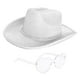 thumbnail image 1 of Sombrero de vaquero occidental con purpurina, sombrero de vaquera para adultos, cómodo sombrero de jazz, sombrero para el sol para Blanco, 1 of 9