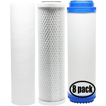 

8-Pack Replacement for Filter Kit for OmniFIlter OB5 RO System - Includes Carbon Block Filter PP Sediment Filter & GAC Filter - Denali Pure Brand