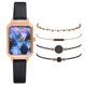 thumbnail image 1 of Reloj de pulsera para mujer de cuero con esfera verde cuadrada a la moda para mujer, conjunto de pulsera de cuarzo Wmkox8yii gfajkfgbkjabf2014, 1 of 1
