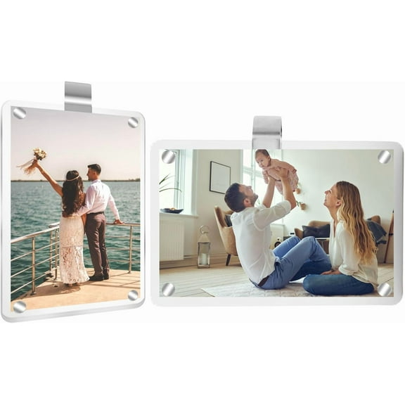 Car Sun Visor Photo Holder, Car Visor Clip, Universal Magnetic Photo Clip, Car Picture Frame, Decorate Your Car Visor Clip with Personality, Transparent, 2.4x3.5 Inch