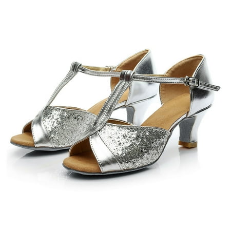 

Wozhidaose Womens Sandals Silver Heels Color Rumba Waltz Prom Ballroom Latin Dance Shoes Sandals Heels for Women